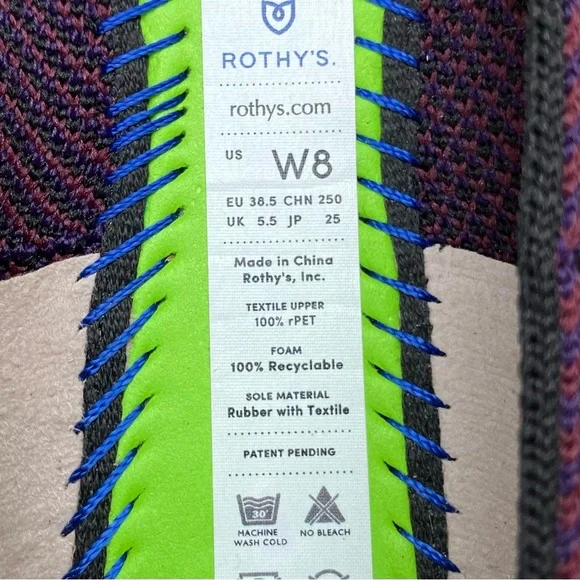 Rothys Women’s Size 8.0 The Square Toe Ballet Flat Cranberry Plaid Slip On Shoes - Picture 11 of 11